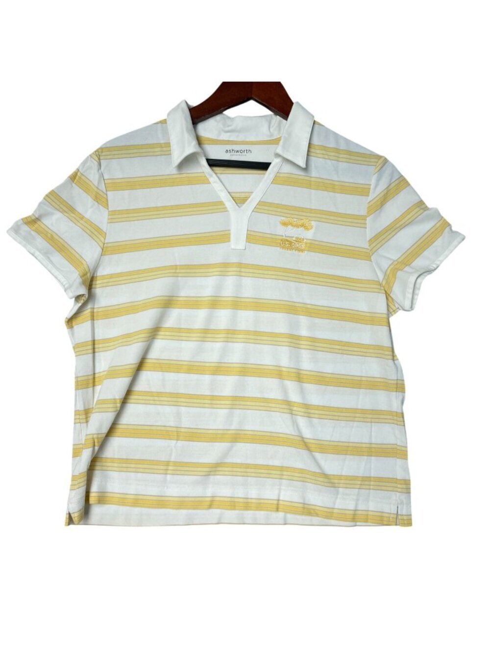 Ashworth Women's XL  Yellow & White Polo Shirt i2058